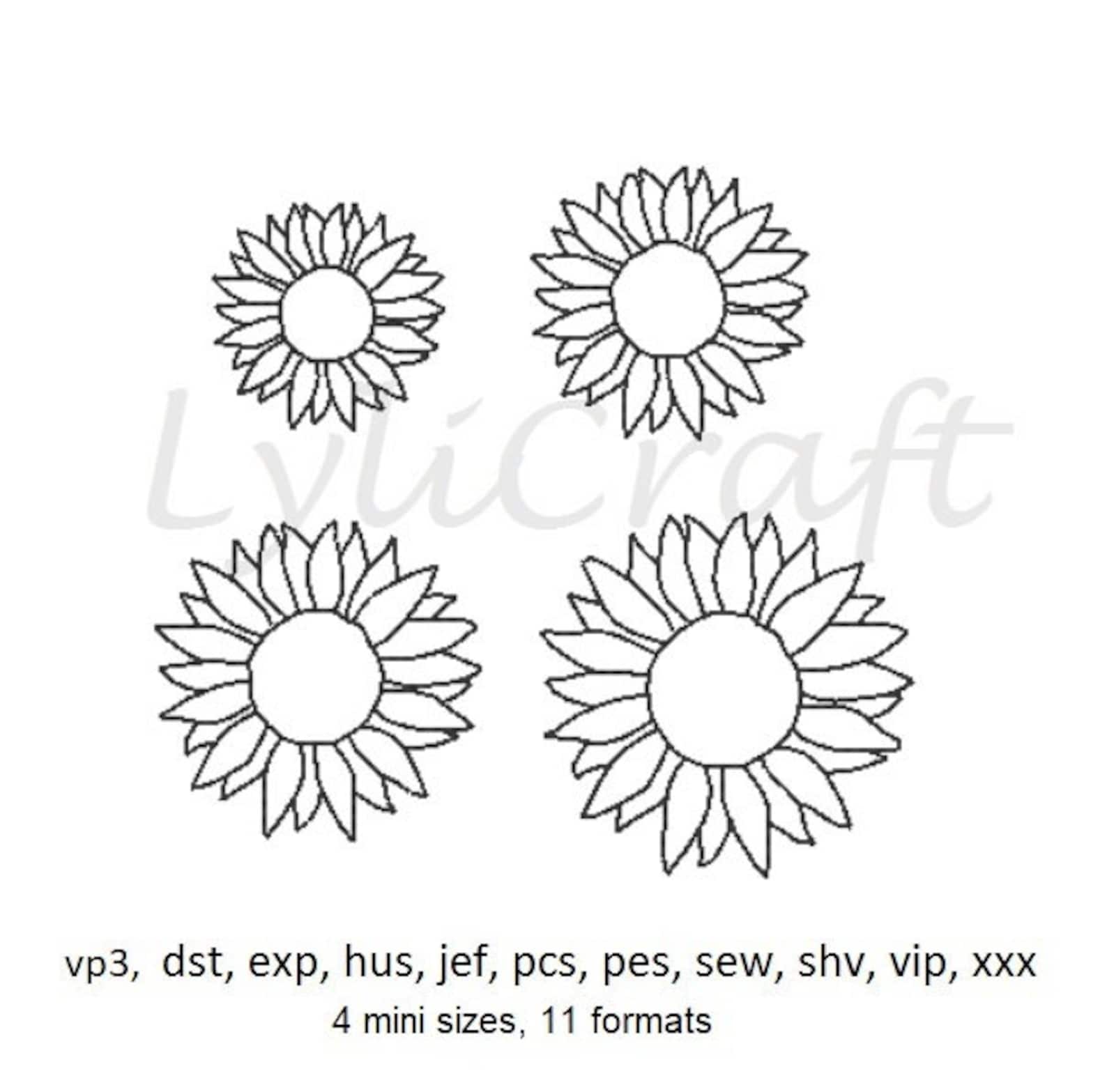 Mini Sunflower Embroidery Design Small Sunflower Machine Etsy