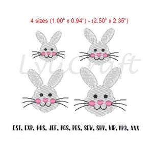 Mini bunny embroidery design, small bunny machine embroidery design, rabbit face embroidery, spring embroidery designs, easter embroidery