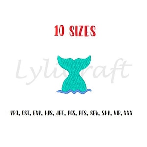 Mini Mermaid Tail Embroidery Design, Small Mermaid Tail Design, Machine Embroidery Design, Ocean Embroidery, Sea Embroidery, Summer Designs