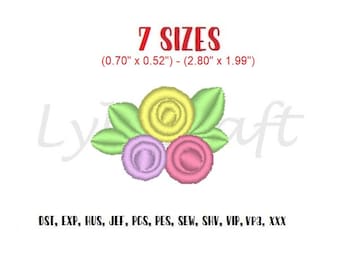 Mini Rose Embroidery Design, Small Rose Machine Embroidery Design, Small Bunch of Roses Embroidery, Floral Embroidery, Roses Bouquet Design