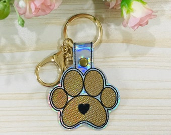 Paw Snap Tab In The Hoop ITH Machine Embroidery Designs, Sketch Stitch Embroidery, Keychain Embroidery, Keyring Embroidery Design, Love Dog