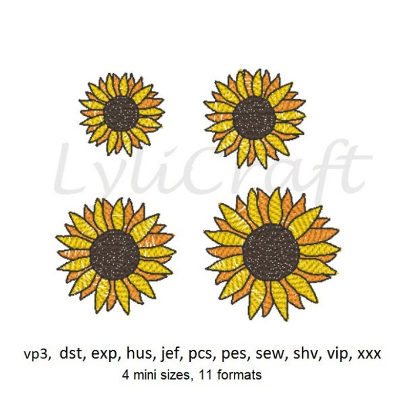 Mini Sunflower Embroidery Design Small Sunflower Machine Etsy