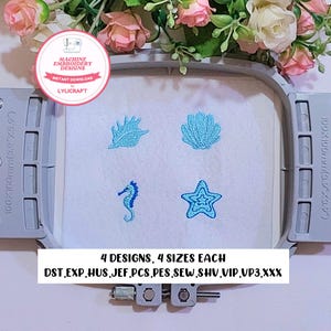 Mini Sea Shell Embroidery, Small Starfish Embroidery, Mini Seahorse Embroidery, Summer Beach Machine Embroidery Designs Set