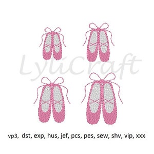 Mini Ballet Shoes Embroidery Design, Small Ballet Shoes Machine Embroidery Designs, Girl Embroidery, Ballet Dance Shoes Embroidery Design