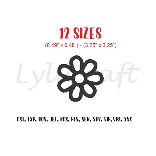 Mini Daisy Embroidery Design, Small Daisy Machine Embroidery Design, Flower Embroidery, Daisy Outline Embroidery, Spring Embroidery