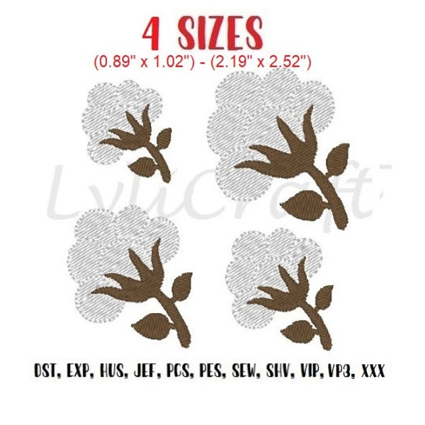 Mini Cotton Boll Embroidery Design, Small Cotton Ball Machine Embroidery Designs, Cotton Flower Embroidery, Baby Embroidery Designs