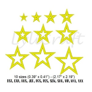 Mini Star Embroidery Design,  Outline Satin Stitch Machine Embroidery Designs, Small Star Embroidery Designs, Star Frame Embroidery Design