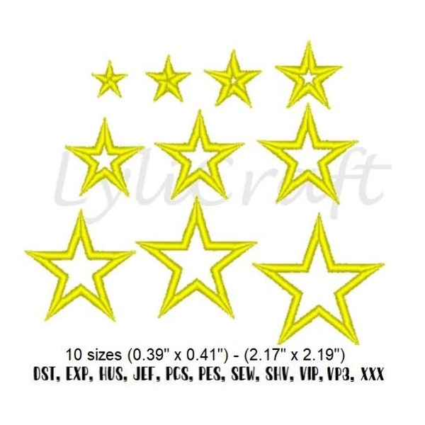 Mini Stern-Stickerei, Umriss Satin-Stich Maschinenstickerei Designs, Kleine Stern-Stickerei, Stern-Rahmen-Stickerei