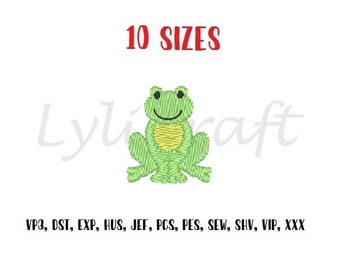 Mini Frog Embroidery Design, Small Frog Machine Embroidery Designs, Spring Embroidery, Pond Embroidery, Animal Embroidery Design