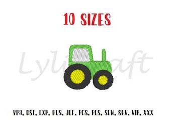 Mini Tractor Embroidery Design, Small Tractor Machine Embroidery Design, Fall Autumn Embroidery, Farm Embroidery, Harvest Embroidery Design