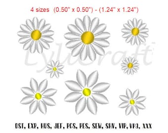 2 diseños, diseño de bordado mini margarita, diseños de bordado de máquina de flores, bordado floral, bordado de bebé, diseño de bordado de primavera