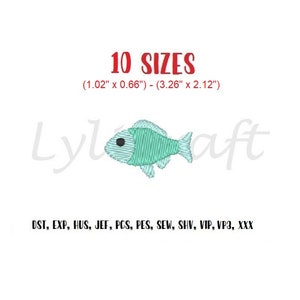 Mini Fish Embroidery Design, Small Fish Machine Embroidery Designs, Summer Embroidery, Sea Embroidery, Fishing Embroidery, River Embroidery