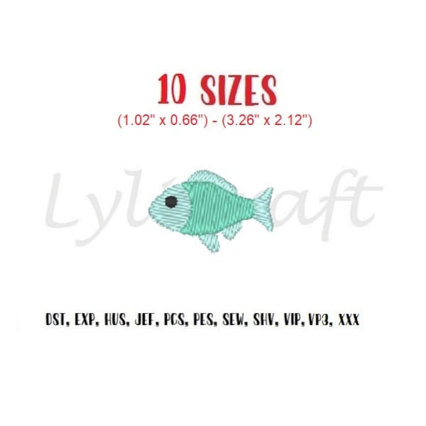 Mini Fish Embroidery Design, Small Fish Machine Embroidery Designs, Summer Embroidery, Sea Embroidery, Fishing Embroidery, River Embroidery