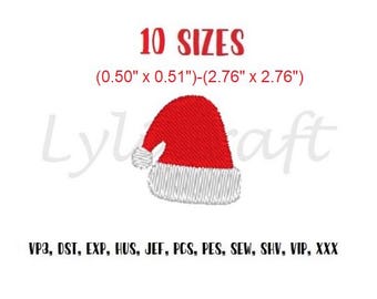 Mini Santa Hat Embroidery Design, Small Santa Hat Machine Embroidery Designs, Christmas Embroidery, Holiday Embroidery, Baby Embroidery