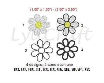 Mini Daisy Embroidery Design, Flower Machine Embroidery Designs, Floral Embroidery, Baby Embroidery, Spring Embroidery Design, Small Daisy