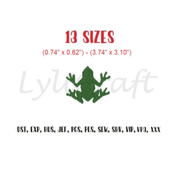 Mini frog embroidery design, small frog machine embroidery design, animal embroidery, garden embroidery, pool embroidery, spring embroidery