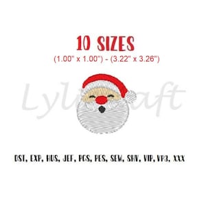 Mini Santa embroidery design, small Santa machine embroidery designs, Santa Clause face embroidery, Christmas embroidery, Holiday embroidery