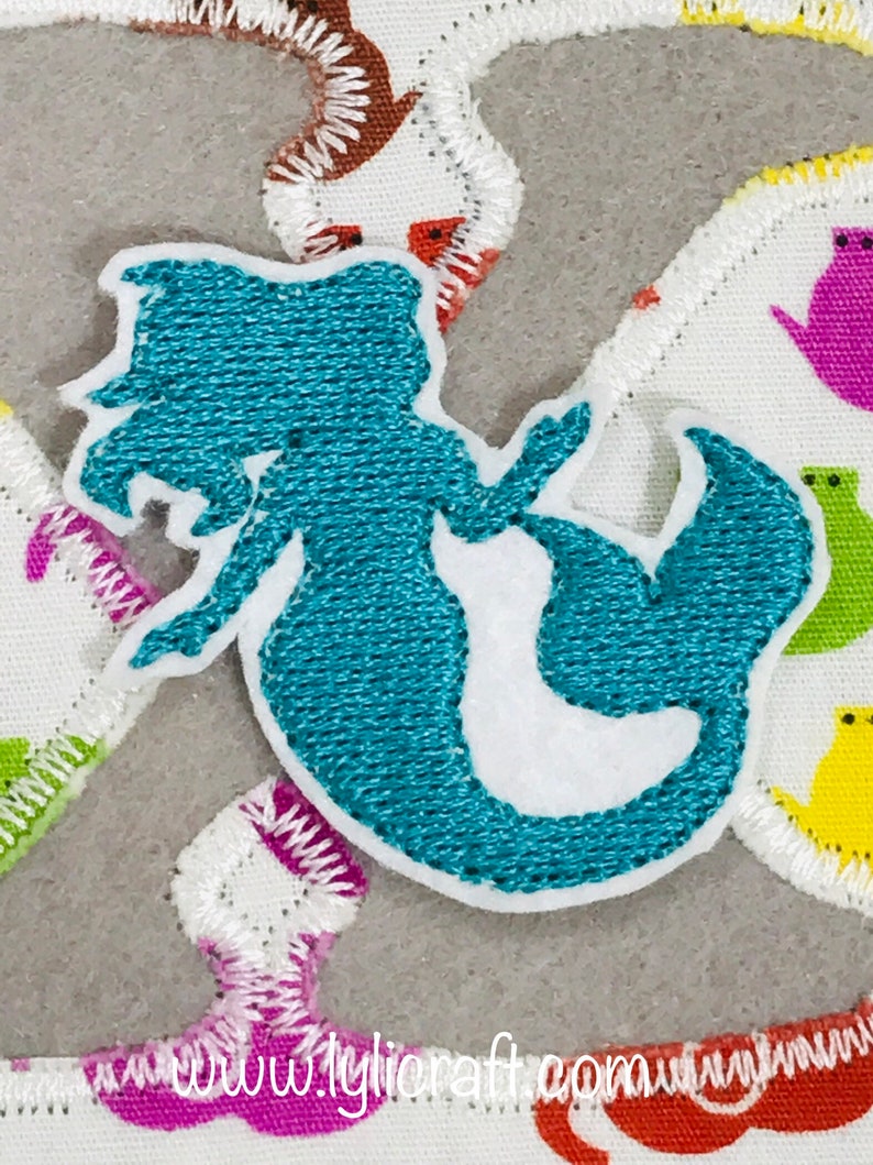 Mini Mermaid Embroidery Design, Small Mermaid Machine Embroidery Designs, Baby Embroidery, Fairy Tale Embroidery, Ocean Embroidery image 2