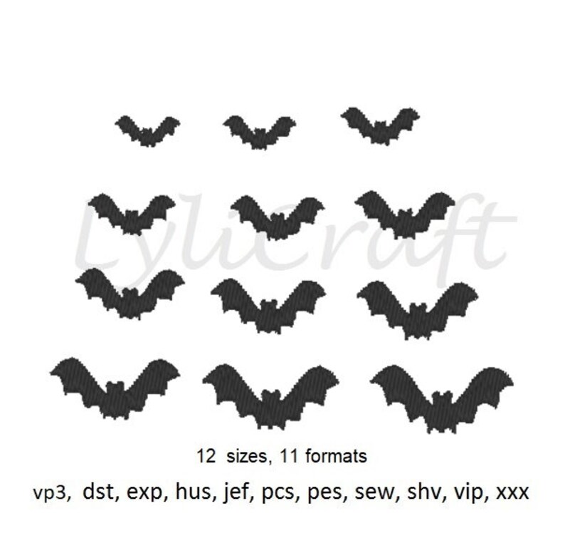 Mini Bat Embroidery Design Small Bat Machine Embroidery Etsy