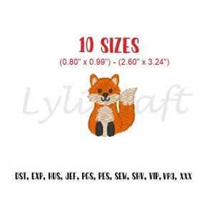Mini fox embroidery design, small fox machine embroidery design, woodland embroidery, forest animal embroidery, baby embroidery design