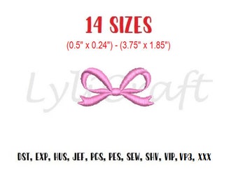 Mini Bow Embroidery Design, Satin Stitch Bow Embroidery Design, Bow Embroidery Design, Machine Embroidery Bow, Bow Machine Embroidery Design