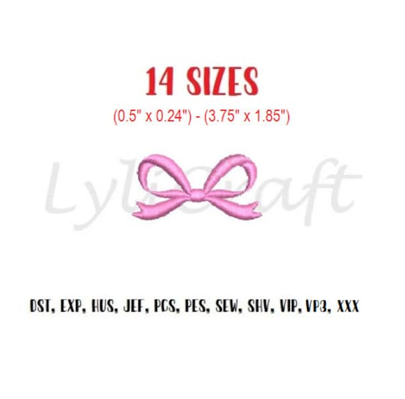 Mini Bow Embroidery Design, Satin Stitch Bow Embroidery Design, Bow Embroidery Design, Machine Embroidery Bow, Bow Machine Embroidery Design