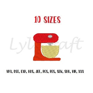 Mini Kitchen Mixer, Small Mixer, Kitchen Embroidery Design, Baking Embroidery Design, Kitchen Appliances Embroidery Design