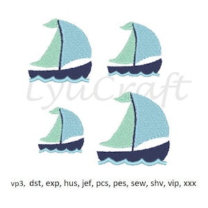Mini Sailboat Embroidery Design, Small Sailboat Machine Embroidery Design, Summer Embroidery, Sailing Embroidery, Baby Embroidery Design