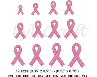 Mini Ribbon Embroidery Design, Small Ribbon Machine Embroidery Designs, Breast Cancer Embroidery, Cancer Awareness Ribbon Embroidery Design