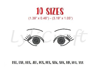 Mini Eyes Embroidery Design, Mini Eye Machine Embroidery, Doll Eyes Embroidery Design, Woman Eyes Embroidery Designs, Cute Doll Eyes