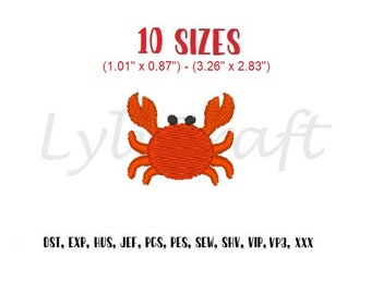 Mini Crab Embroidery Design, Crabs Embroidery Designs, Mini Crabs Embroidery Design, Summer Embroidery Design, Beach Embroidery