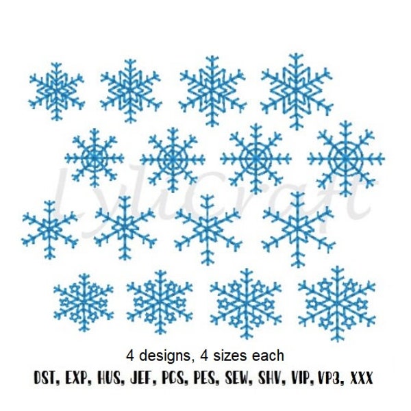 4 Snowflakes embroidery designs, mini embroidery, winter machine embroidery design, frozen embroidery design, small embroidery design