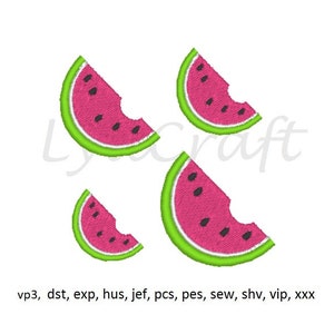 Mini Watermelon Embroidery Design, Small Watermelon Machine Embroidery Designs, Summer Embroidery, Fruit Embroidery, Kitchen Embroidery