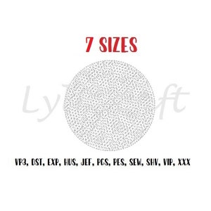 Knockdown round embroidery design, embossed round machine embroidery, knock down embroidery, nap loft pile down embroidery