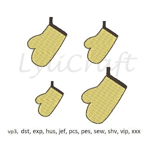 Mini Oven Mitten Embroidery Design, Small Mitten Machine Embroidery Designs, Kitchen Embroidery, Baking Embroidery, Cooking Embroidery