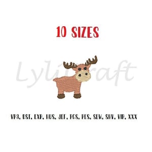 Mini moose embroidery design, small moose embroidery design, woodland animal embroidery, baby moose embroidery design, Instant Download