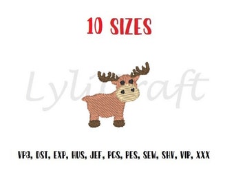 Mini moose embroidery design, small moose embroidery design, woodland animal embroidery, baby moose embroidery design, Instant Download