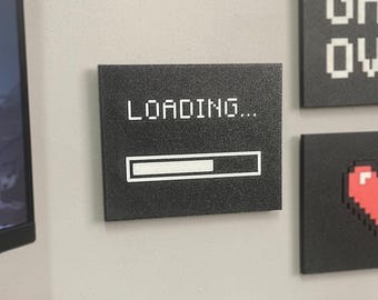 Escritorio de carga y placa de pared – Letrero retro para juegos de PC