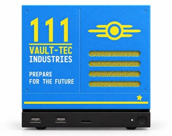 Placa frontal para máquina de vapor Vault-Tec 111 – Cubierta ventilada magnética azul y amarilla