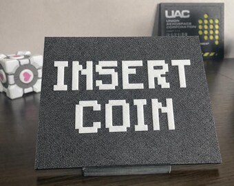 Placa de pared y monedero para insertar – Letrero de juegos arcade retro