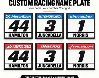 Custom Racing Name Plate: Personalised Sim Rig, Desk or Wall Plaque