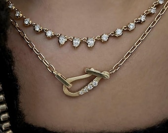 Im Labor gewachsener Diamant-Anhänger-Halskette, 14K solides Gold Minimalist-Halskette, zierliche Diamant-Halskette, Brautschmuck, Geburtstagsgeschenk für sie