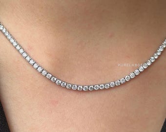 8.00Ct Round Cut Lab Grown Diamond Tennis Necklace, 14K White Gold Necklace, Wedding Gift, Classic Diamond Necklace, Gift For Him & Her