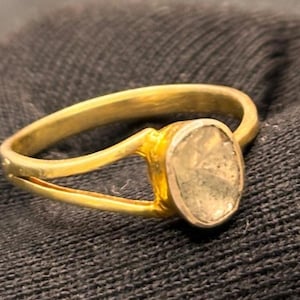 Natural  Polki Diamond Ring In 92.5 Silver Victorian Sterling Silver, Gold Plated Ring, Statement Ring, Light Weight 1.80 Gram.