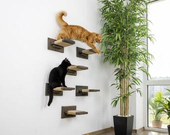Cat Wall Steps – Set of 6 Jute Rope Climbing Shelves