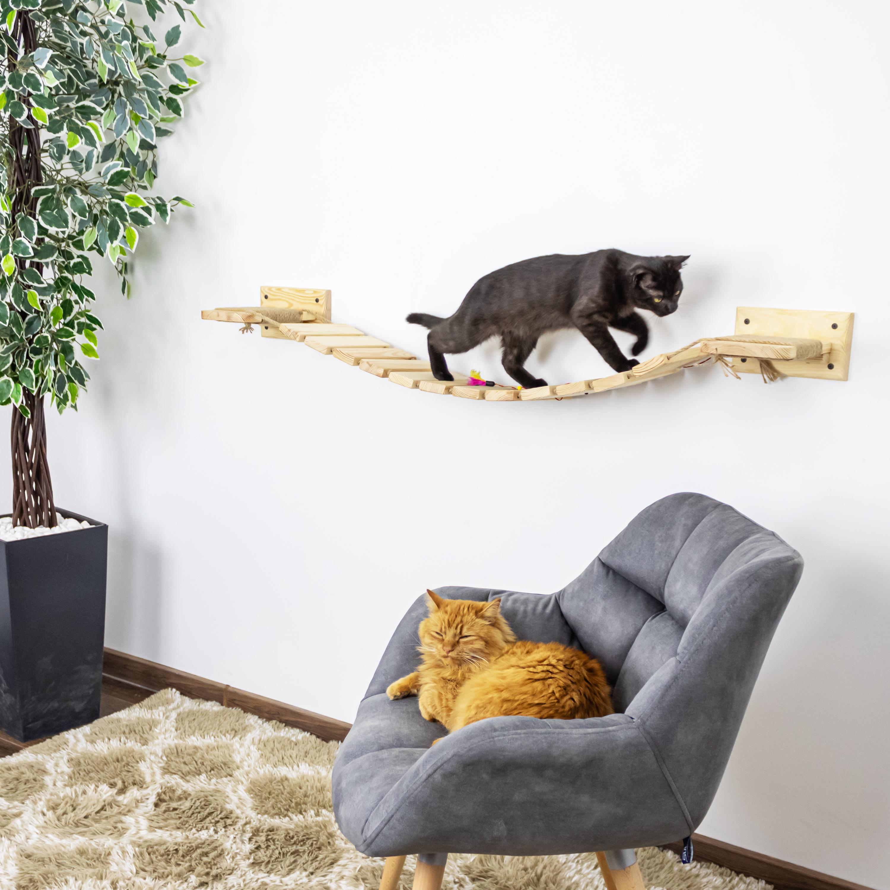 Wall Mounted Cat Bridge – Natural Wood Climbing Path for Cats - Etsy