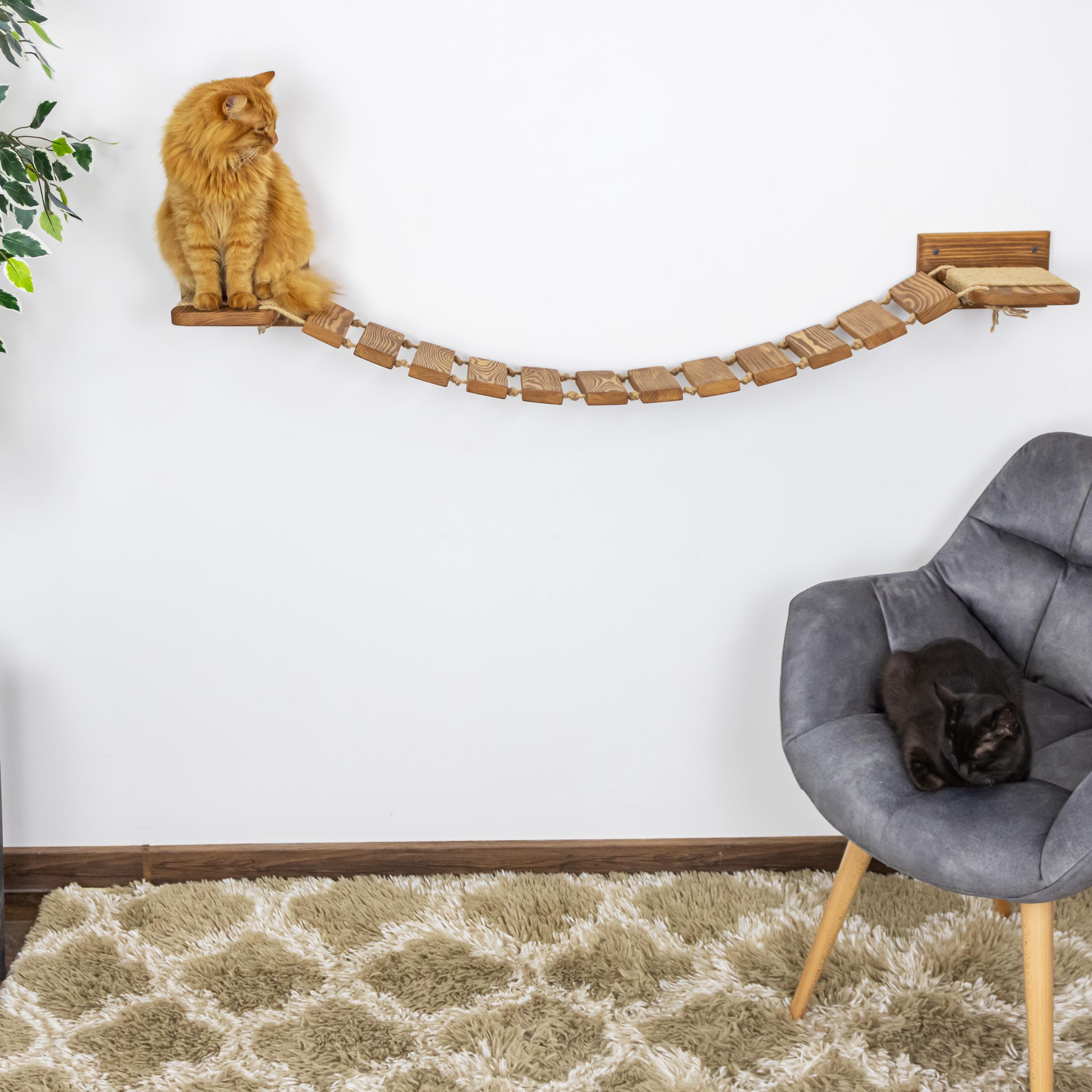 Wall Mounted Cat Bridge – Natural Wood Climbing Path for Cats - Etsy