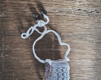 Hand Crocheted Bag for Blythe Dolls – Leather Tag, Bells, Adjustable Strap