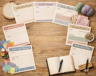 Ultimate Craft Planner Bundle | 7 Printable Workbooks PDF | Embroidery Crochet Sewing Beading Woodworking