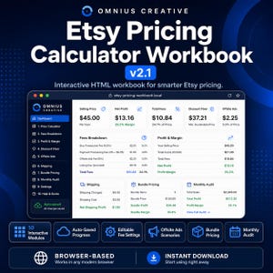 Etsy Pricing Calculator HTML Tool | Profit Margin Planner for Handmade & Digital Sellers